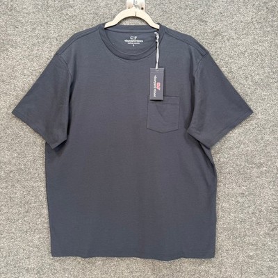 Vineyard Vines Pocket Tshirt Mens Large Blue Solid Cotton Crew Neck Basic NEW