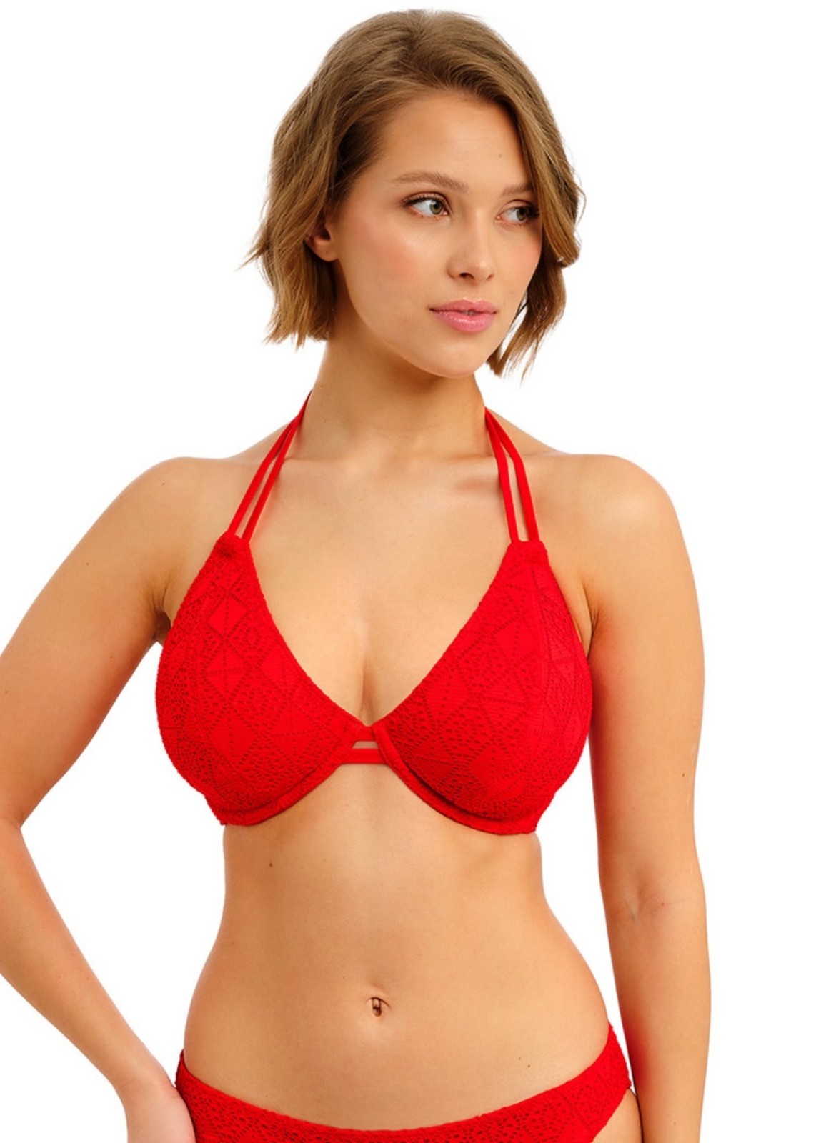 FREYA NOMAD NIGHTS LAVA UNDERWIRE HALTER BIKINI TOP SIZE 30E / 8E