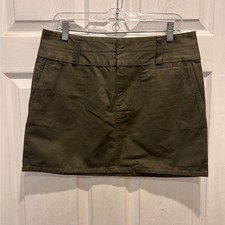 VTG Old Navy Women Olive Green Cotton Twill Utility Mini Skirt Size 8 Safari Y2k