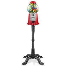15" Gumball Machine with Stand and Coin Bank - Red, Bubble Gum Candy Dispenser