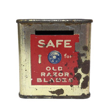 Vintage Safe Razor Blade Tin Williams Box Safe Advertising Ads Still Bank 2.5"