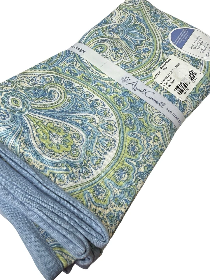 Juego de 4 servilletas April Cornell Oceana cachemira 100 % algodón nuevas 20 X 20 Foto 4 de 4