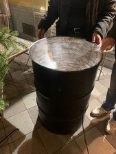 tavolo di recupero,nero,illuminato internamente,con effetto ottico,più2 sgabelli