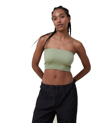 Cotton On Women's Seamless Ellie Tube Top Bandeau Strapless Cool Khaki XS/S NEW - Picture 6 of 6
