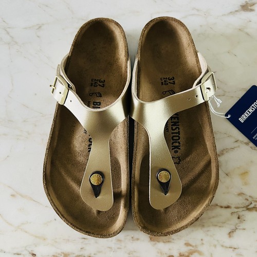 BIRKENSTOCK Gizeh Gold Birko-Flor Slide Slippers - 37 EU | eBay