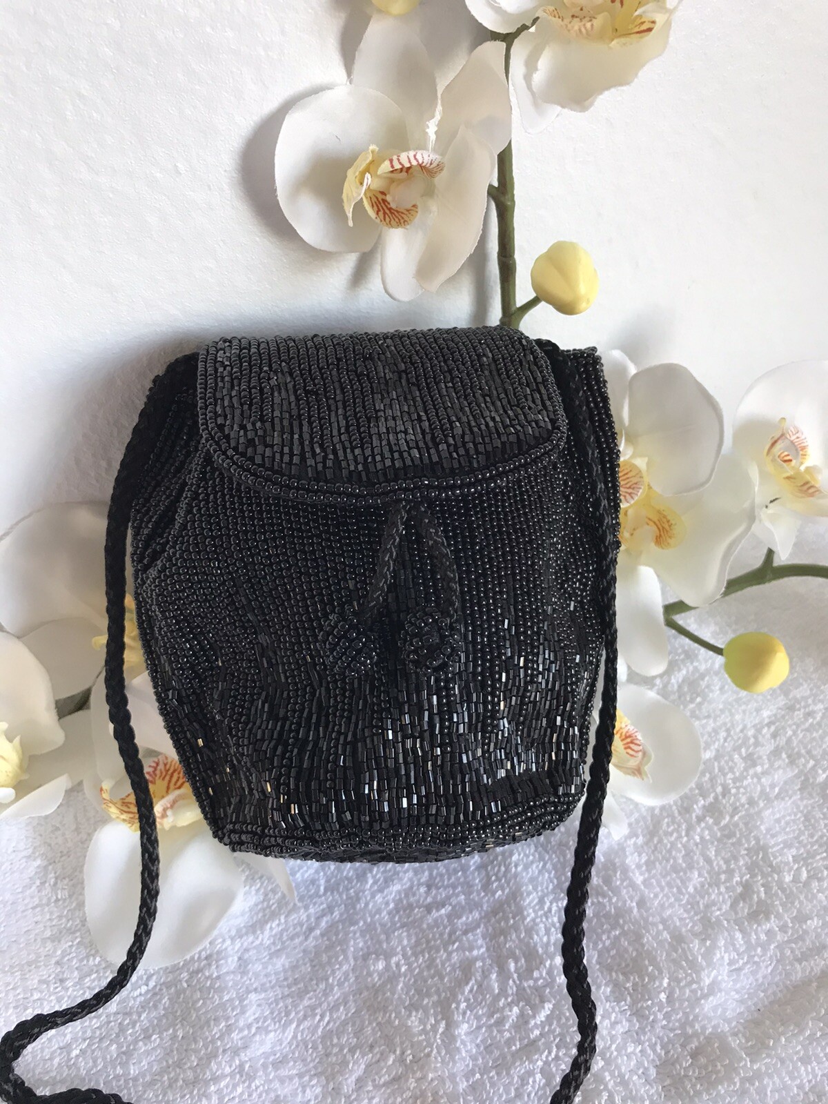 Hand Made Vintage Beaded Evening Mini Small Black Shoulder Bag eBay