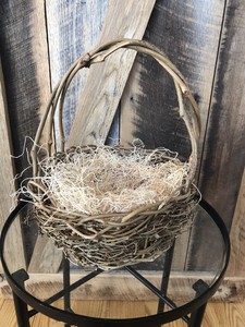 Rustic Grapevine Triple Twisted Twig Handle Round Easter Basket W Excelsior Ebay
