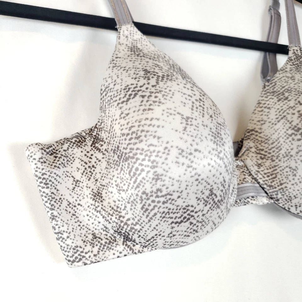 Bali Bra 36B One Smooth U Underwired T Shirt Lightly Lined Gray White 3W11 3811 — 第 2/4 张图片