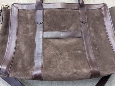 A.P.C. Bag Brown Suede Genuine Leather Cowhide Shoulder Bag Zip