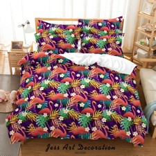 3D Tropical Flamingo Leaves Quilt Cover Set Duvet Cover Bedding Pillowcases