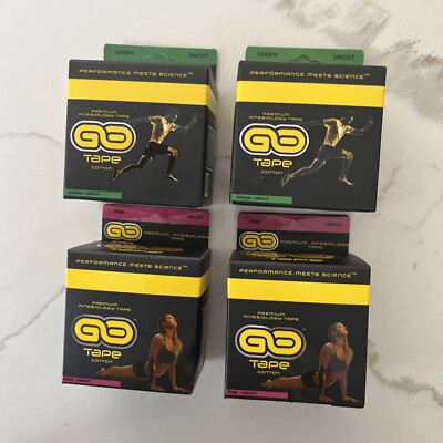 GO TAPE PREMIUM KINESIOLOGY TAPE 16.4 Feet/5M Green & Pink NEW & FACTORY SEALED!