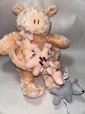 Mary Meyer Pig Plush Babies Pink Gray pouch Pocket 12 In RARE