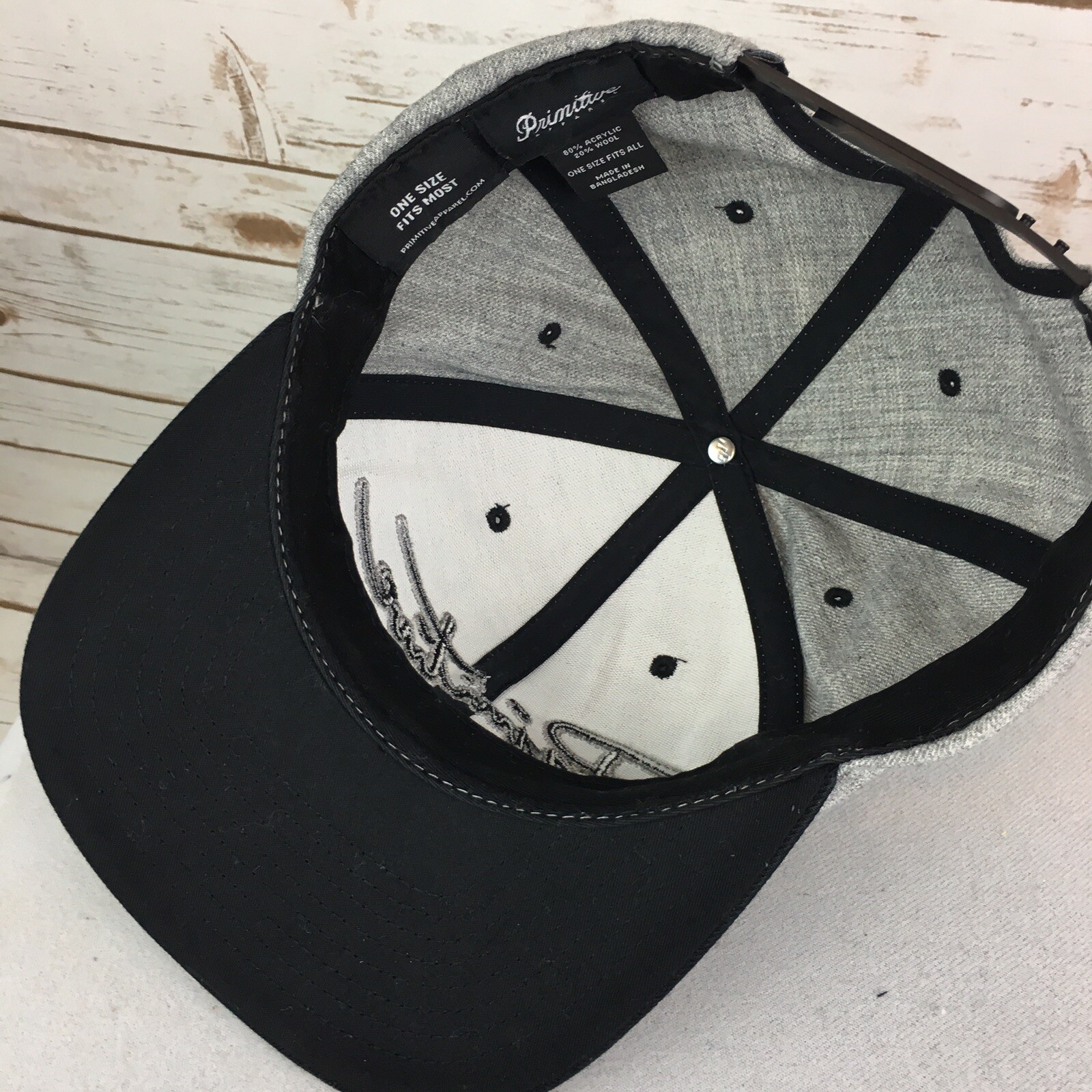 Primitive Nuevo Script Baseball Cap Gray Headwear… - image 9