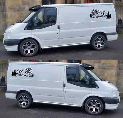 Passt auf Ford Transit Mk6 Mk7 Grafik Rückseite Aufkleber Camper Mountains auf beiden Seiten