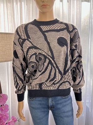 Vintage VIVALDI Men s Linen Sweater Size M Abstract Multicolor Medium Blend NWT