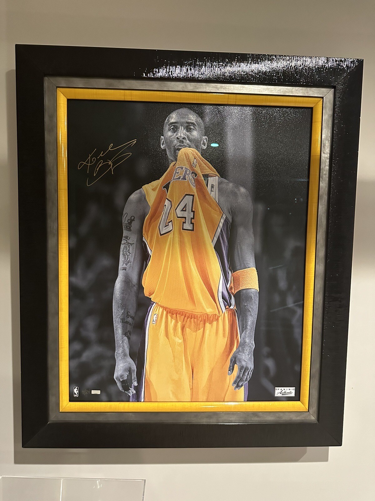 Kobe Bryant 32x16 autograph Panini COA “ART OF THE GAME SHADOW”. Limited 7/24