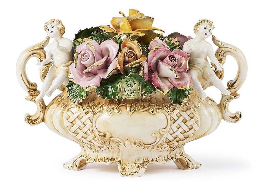 Centrotavola con Fiori in Porcellana Capodimonte Artigianale