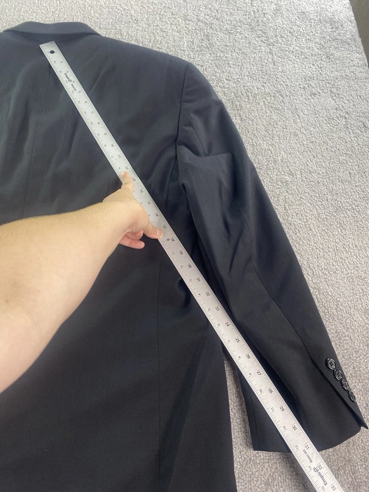 Chaqueta de Traje Stafford 44 R Negra Lana Pechos Doble Pecho Pico Solapa Premium Foto 4 de 4