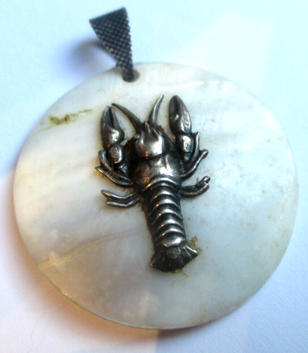 Ancien pendentif superbe corne d'abondance en argent unique bijou
