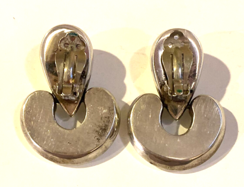 VTG VON MUSULIN~STERLING DOORKNOCKER MCM Iconic Etruscan Huge Clip-On Earrings - Picture 8 of 11