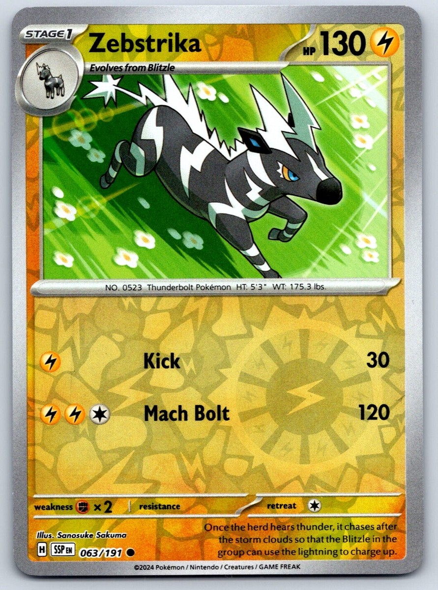 Zebstrika - Reverse Holo - Surging Sparks SSP 063/191 Zebstrika - Reverse Holo - Surging Sparks SSP 063/191