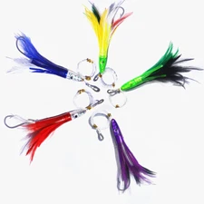 Kunsilane 5x 6" Trolling Feather Tuna Lure Saltwater Skirt Wahoo Dolphin Marlin