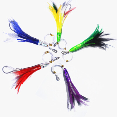 Kunsilane 5x 6'' Trolling Feather Tuna Lure Saltwater Skirt Wahoo Dolphin Marlin