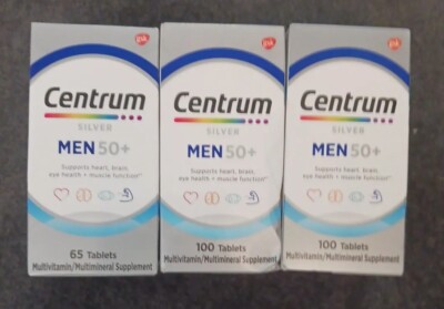 3 Centrum Silver MEN Multivitamin/Multi mineral  65 Tablets, Men 50+ (J18)