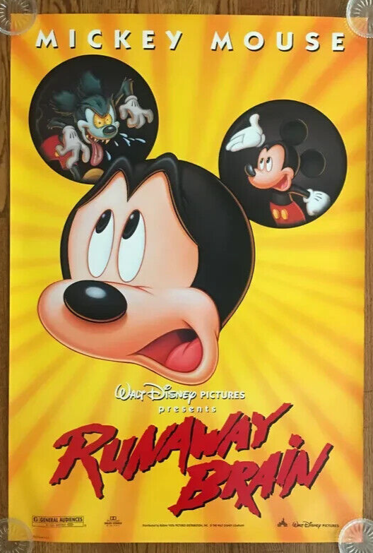 RUNAWAY BRAIN Micky Mouse Disney - 1995 - Orig 27x40 Movie Poster
