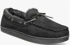 The Club Room Men's Moccasin Indoor/Outdoor Slippers Black Size Small 6-7