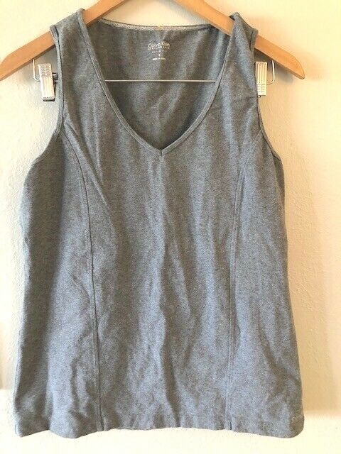 Calvin Klein Tank Women's Large Performance V-neck Quick Dry Tank Charcoal Gray