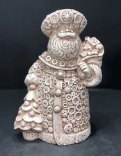 Gare Inc Vintage 1997 Porcelain Santa Claus Beige Brown EC Christmas 9.5x6.5"x4"