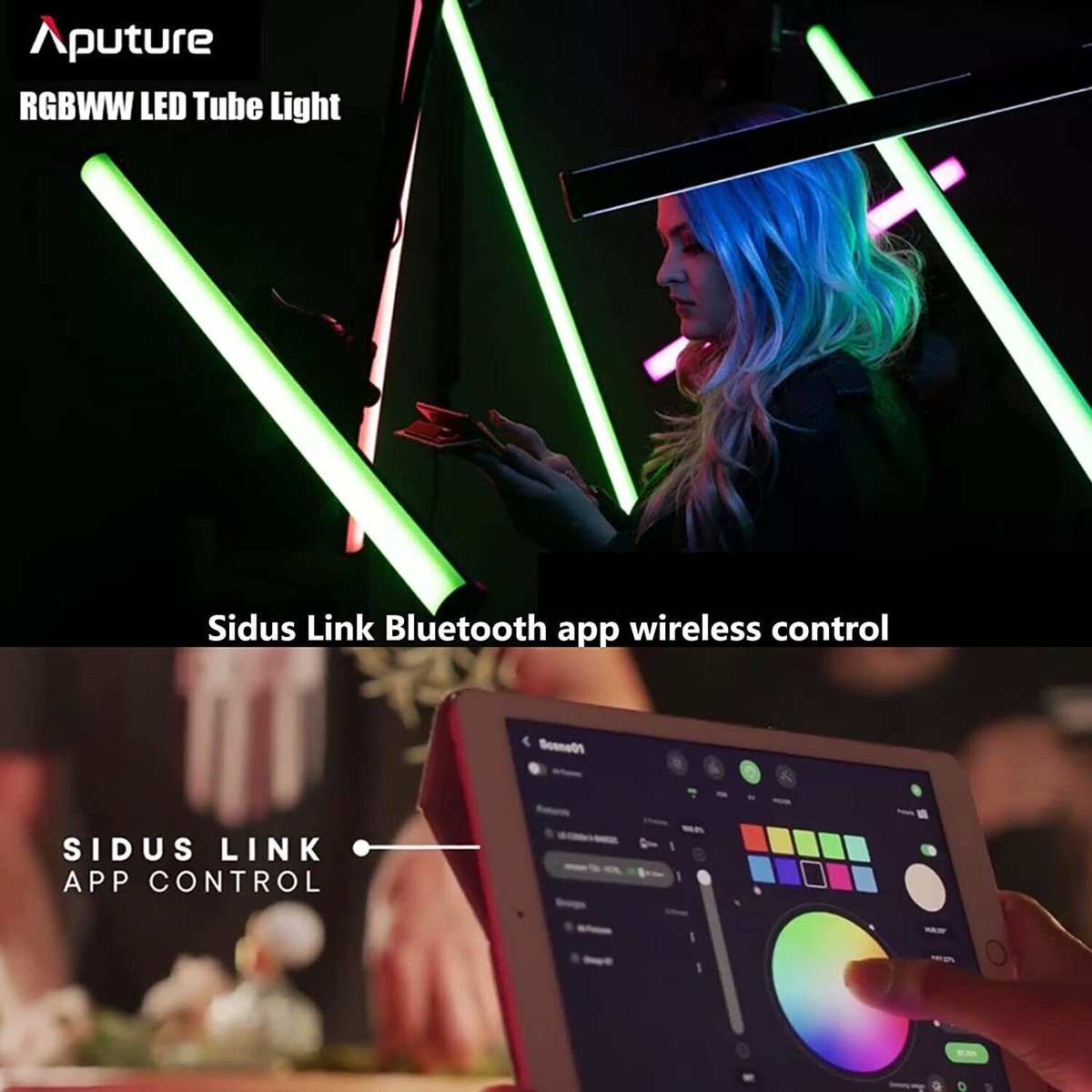 Aputure Amaran T4C 120cm RGB Tube Light - Full Color & Bi-Color (2500K-7500K), Handheld LED Stick