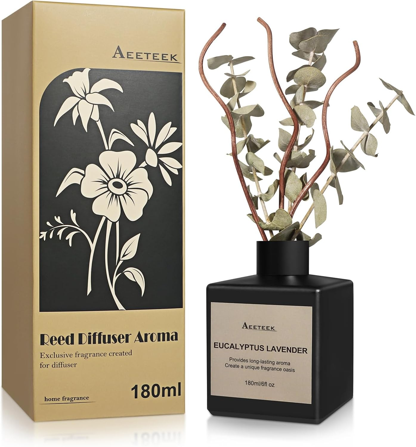 Reed Diffuser Set, Eucalyptus Lavender Scented Oil with Dried Flowers, 6.09 Fl O-image