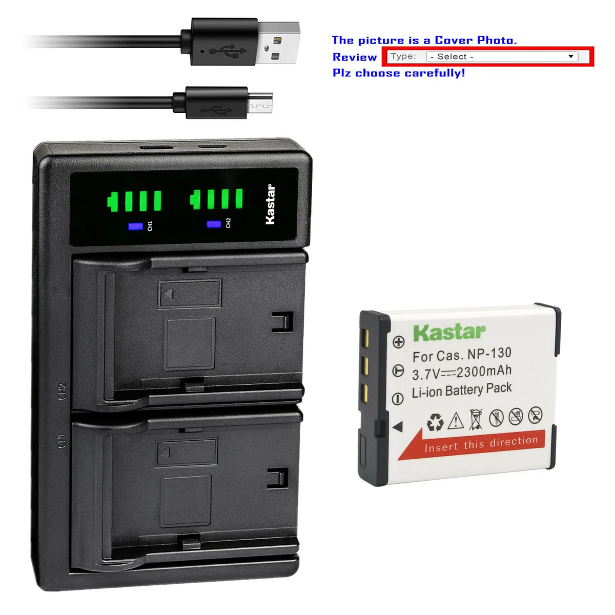 Kastar Battery LTD2 USB Charger for NP-130 & Casio Exilim EX-10 Exilim EX-100