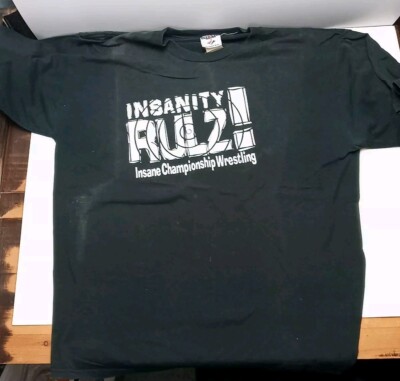 RARE ICW Insanity Rulz! T Shirt Size XL Insane Championship Wrestling 2006 ICP