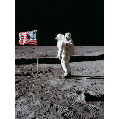 Space NASA Apollo 11 Aldrin Salutes US Flag Moon Canvas Wall Art Print Poster