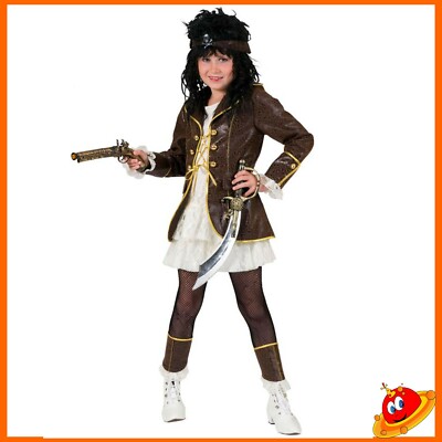 Costume Carnevale Ragazza Bambina Bucaniera Pirata Corsara Caraibi