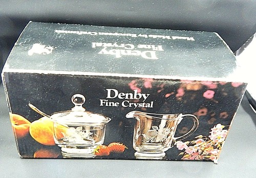 Denby Fine Crystal Etched Sugar and Creamer Fall Apples Sunflower Acorns - Picture 12 of 12