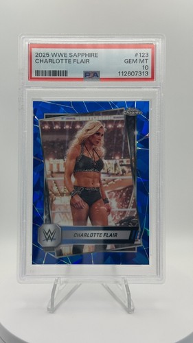 2025 Topps Chrome Sapphire WWE #123 Charlotte Flair PSA 10 POP 1