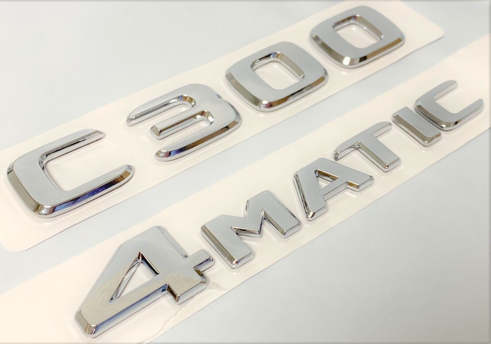 C300+4MATIC CHROME FIT MERCEDES REAR TRUNK EMBLEM BADGE NAMEPLATE DECAL NUMBER