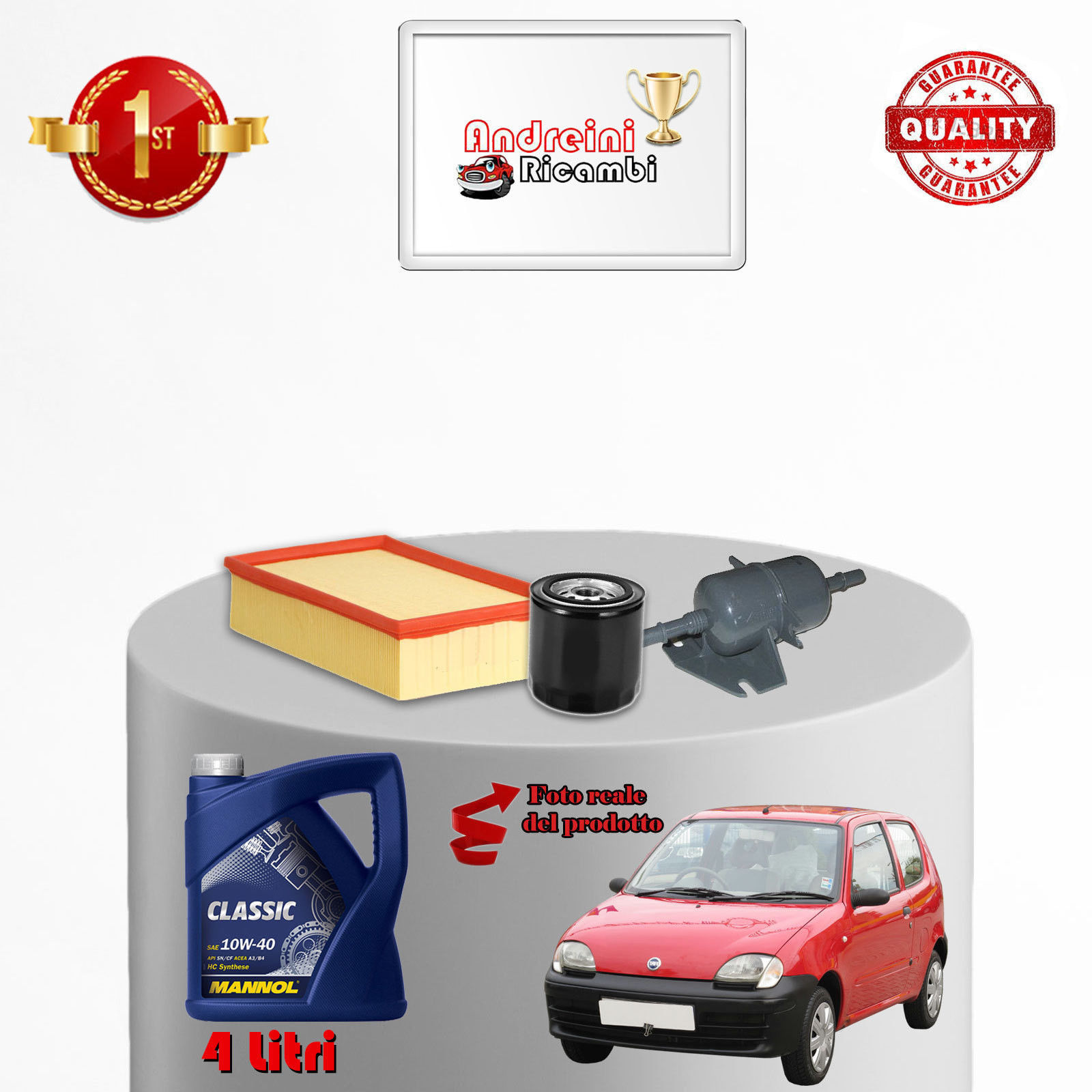 KIT TAGLIANDO FILTRI E OLIO FIAT SEICENTO 0.9 29KW 39CV 1998 ->