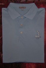 PETER MILLAR SUMMER COMFORT Polyester Spandex Golf Polo Shirt PINEHURST XL Blue