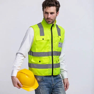 Sécurité Réfléchissant Gilet Haute Visibilité Veste avec Poche Travail - Photo 1/4