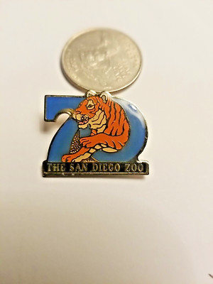 Vintage The San Diego Zoo 70 Years  Tiger Gold Tone Enamel Lapel Pin