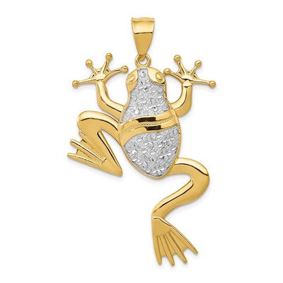 14K Bicolor Gold Diamantschliff Frosch Anhänger 4,91g, L-49mm, B-32mm für Mama