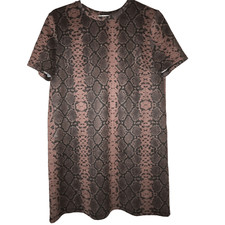 Zara Mini Trafaluc Dress Sz 28 Med Faux Suede Snakeskin Print Stretch Comfort