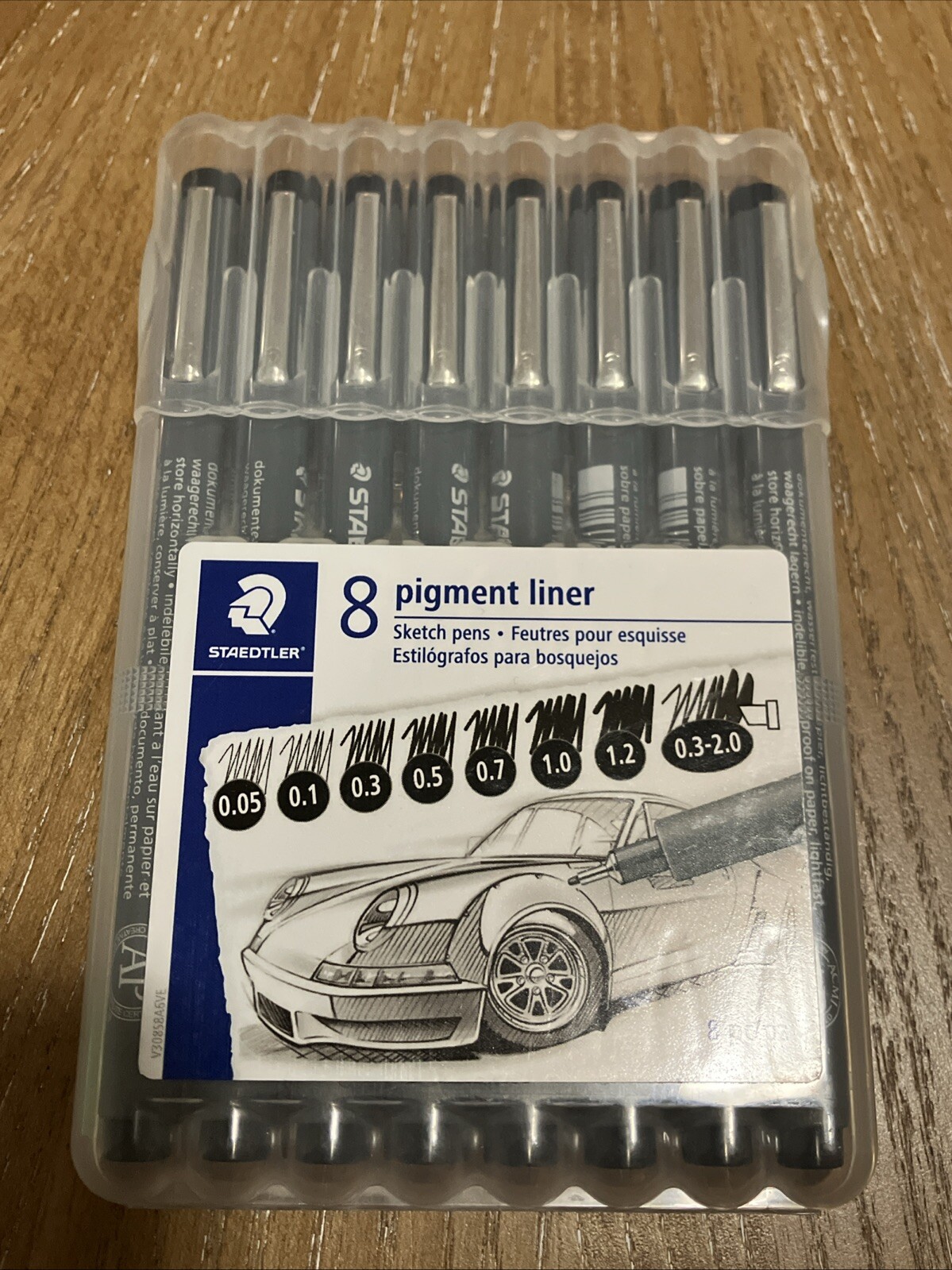 STAEDTLER Pigment Liner Fineliner Pens with Assorted Line Width, Black Set of 8