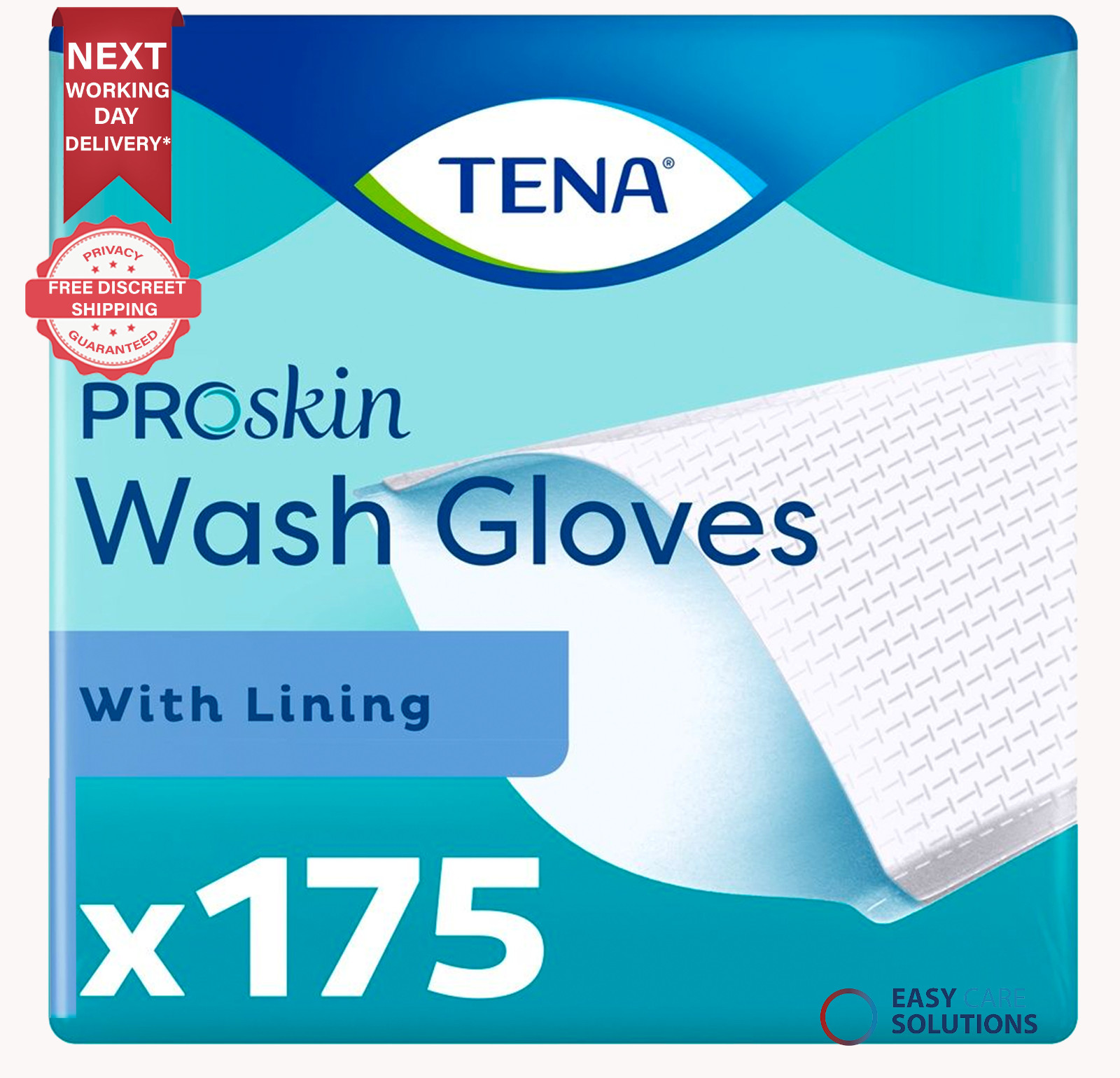 1050 x TENA ProSkin Wash Gloves with Lining - ( 6 packs of 175) - Image 2