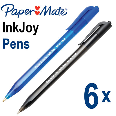 6x Paper Mate InkJoy 100RT 1,0 mm Einziehbar Mittel Kugelschreiber Blau oder Schwarz